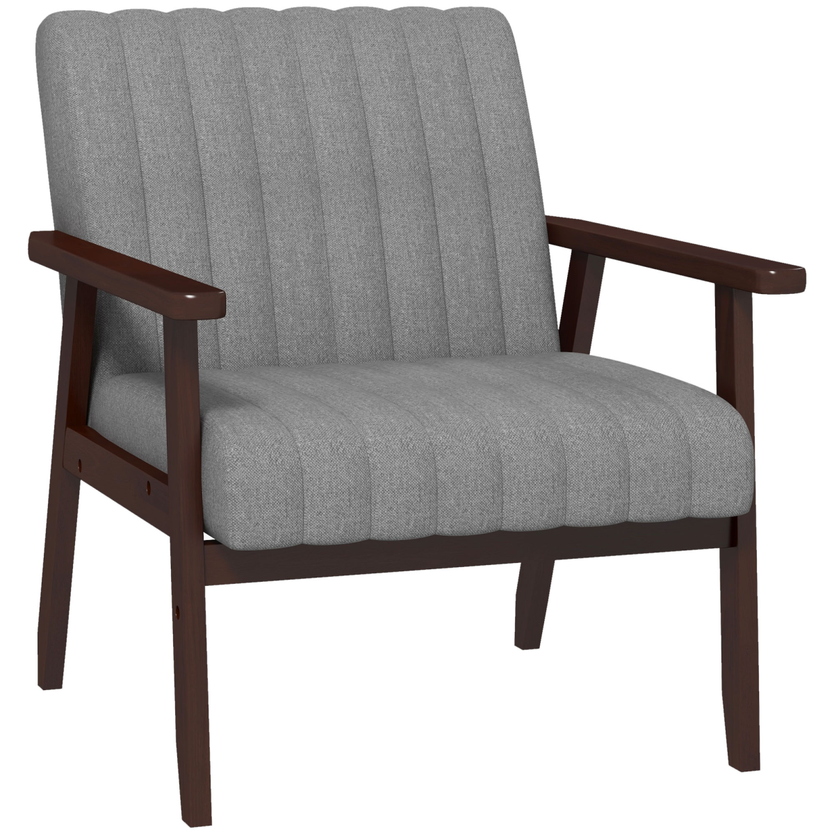 Channel Tufted Linen Accent Chair