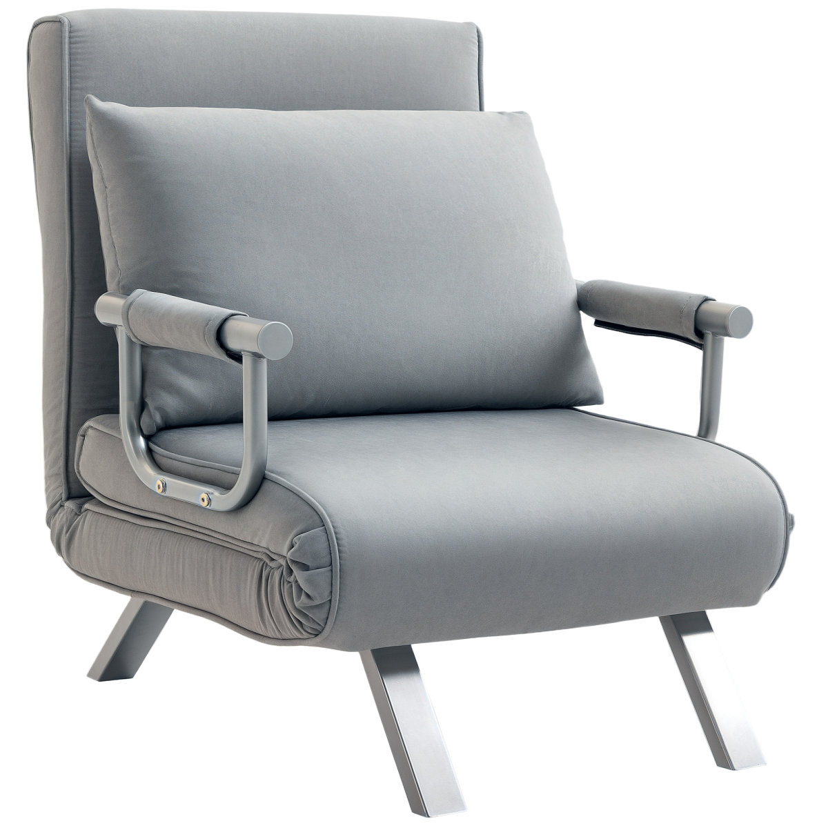 {
  "title": "Sofa Bed Foldable Portable Armchair Sleeper Lounge Pillow Light Grey",
  "description": ""
}