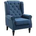 Retro Club Tufted Armchair in Blue Linen