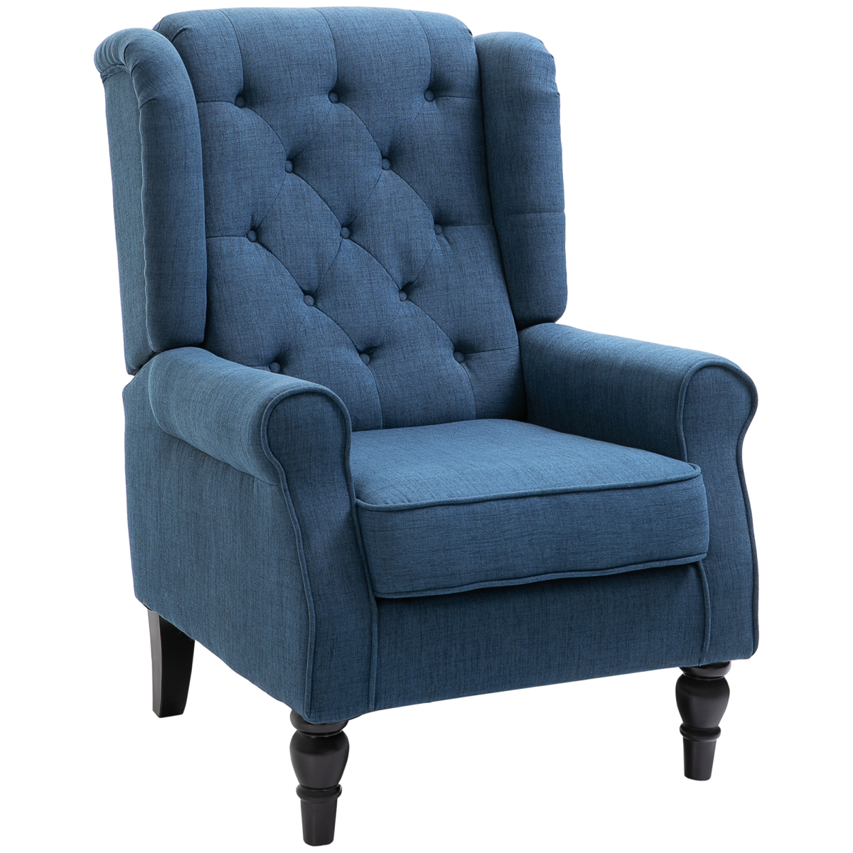 Retro Club Tufted Armchair in Blue Linen
