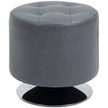 Grey 360‑degree swivel footstool with padded seat.