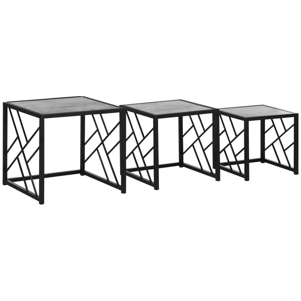 Set of 3 Grey Two-Tone Nesting Coffee Tables