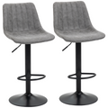Set of two grey microfibre retro tub bar stools.