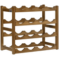 Bamboo 16‑bottle wine rack with four tiers.