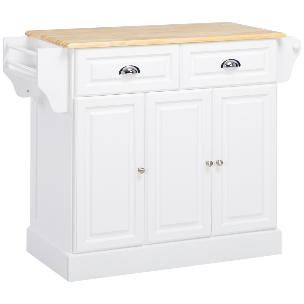 {
  "title": "Kitchen Storage Trolley with Adjustable Shelf Rolling Kitchen Island, White",
  "description": ""
}