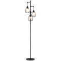 Industrial 3-Light Black Floor Lamp with Dimmer