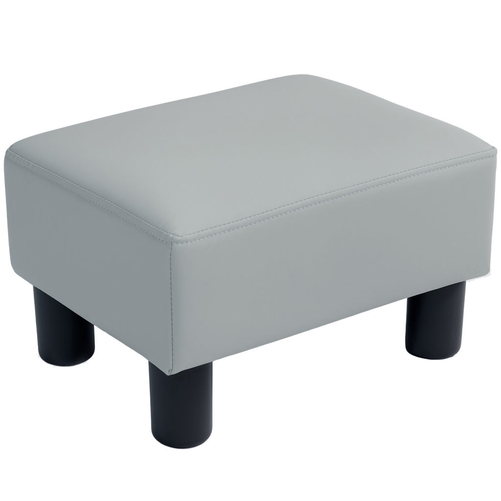 Compact Grey PU Leather Footstool
