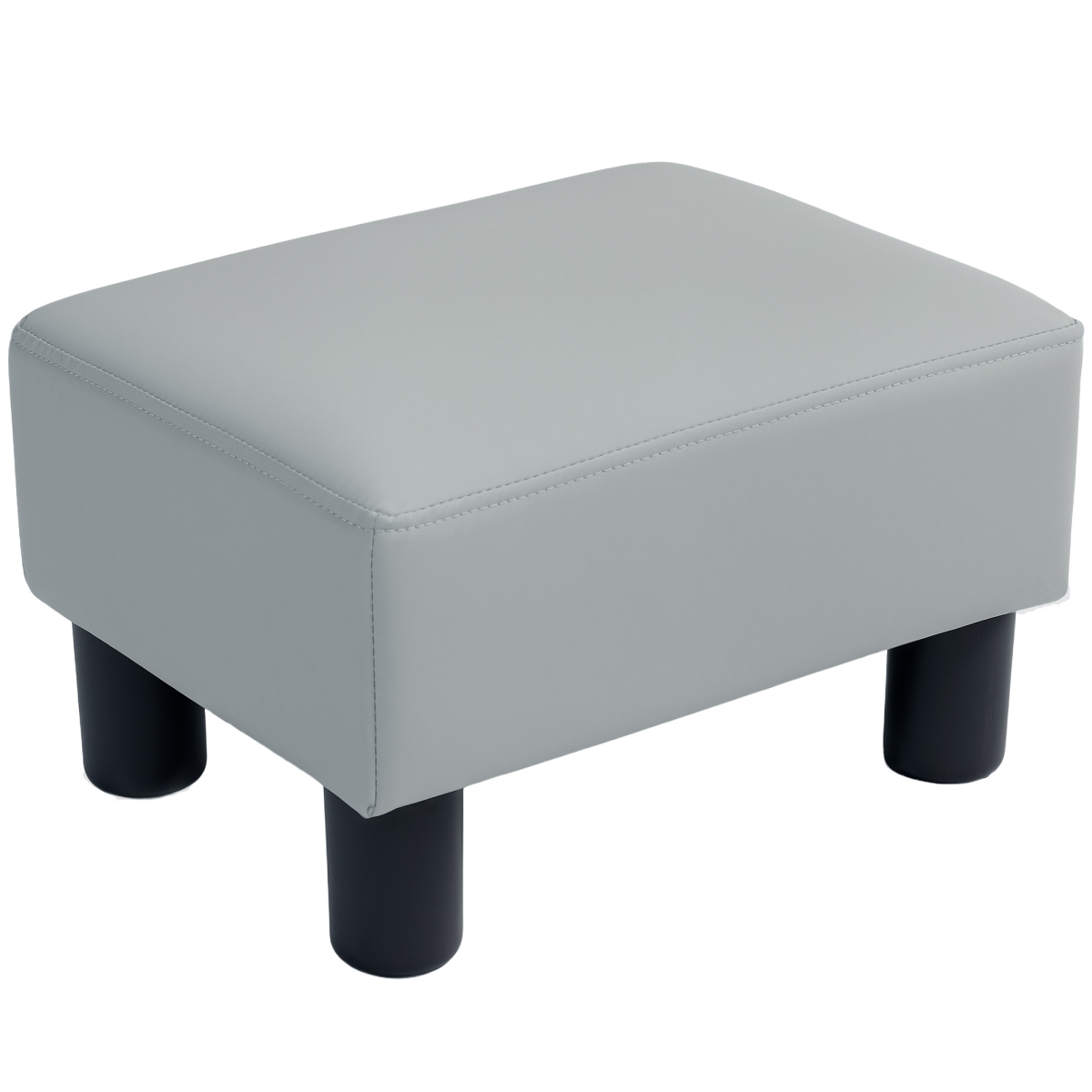 Compact Grey PU Leather Footstool