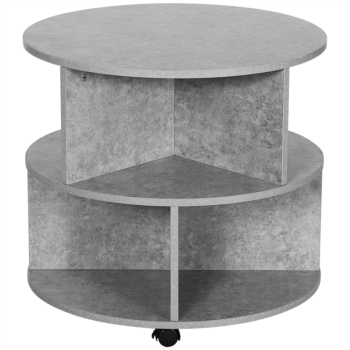 A modern 2‑tier round coffee table with a cement‑effect finish and practical open storage. Perfect for stylish, organised living rooms. Shop The Cosy Nest.
