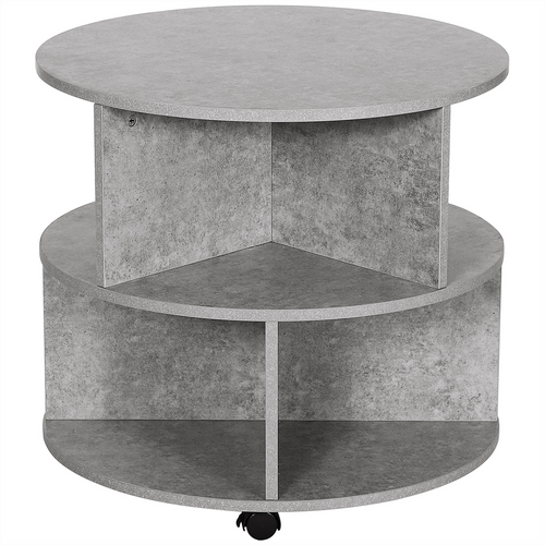 A modern 2‑tier round coffee table with a cement‑effect finish and practical open storage. Perfect for stylish, organised living rooms. Shop The Cosy Nest.