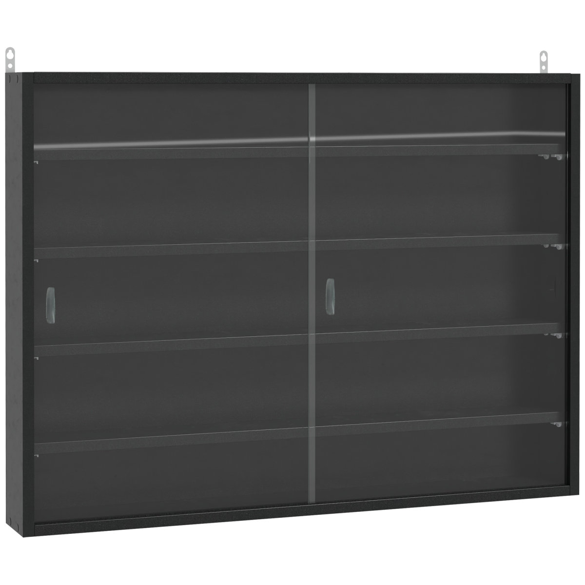{
  "title": "5-Tier Wall Display Shelf Unit Cabinet w/ Shelves & Glass Doors, Black",
  "description": ""
}