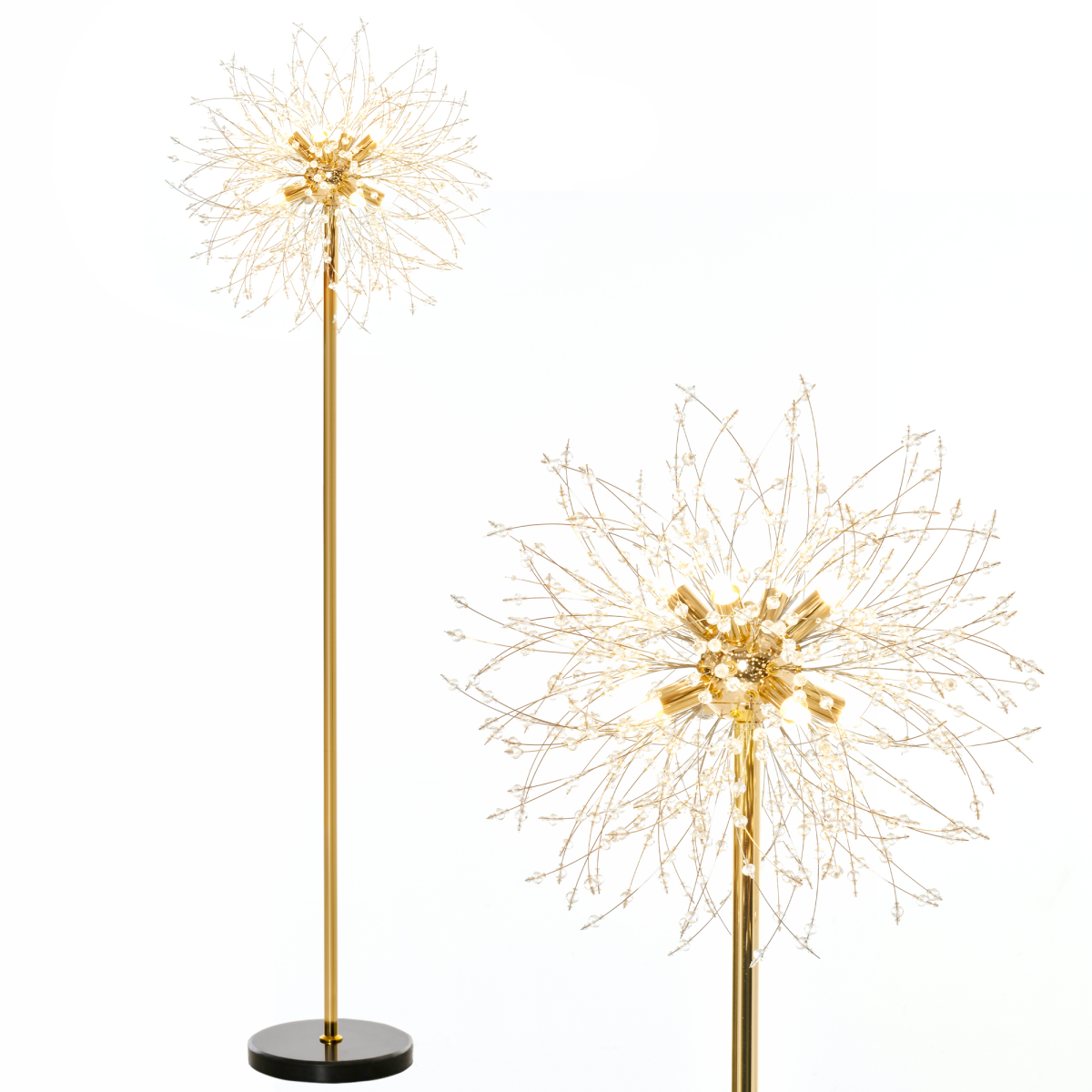 Dandelion Crystal Floor Lamp with Marble Base