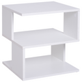 {
  "title": "Modern Square 2-Tier Wood Coffee Side Table Storage Shelf Rack, White",
  "description": "Two-tier square side table made from wood with a white finish. Provides storage and display space with two open tiers."
}