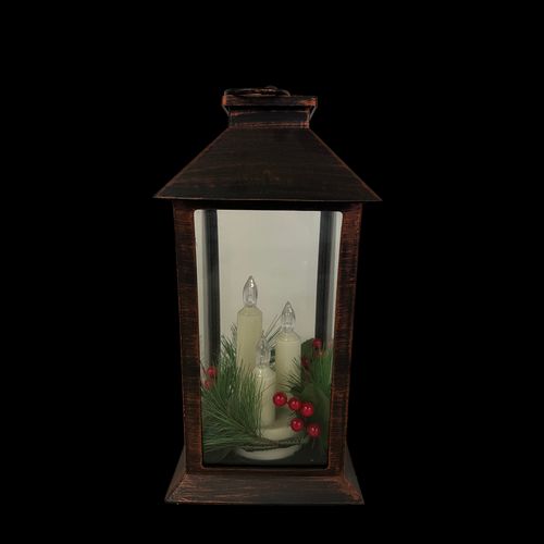 Glow Lantern with Three LED Candles, part of The Fireside Edit